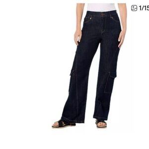 Democracy NWT dark wash wide leg cargo jeans